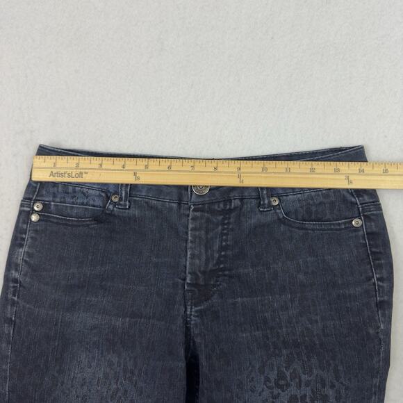 Liverpool Womens Michelles Capri Dark Blue Leopard Print Stretch Denim Size 2 - Picture 6 of 14